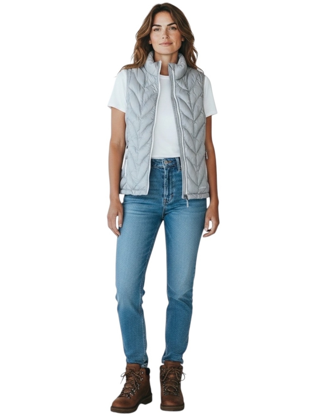 EDDIE BAUER Down Puffer Vest in Light Gray Size Small — EB700 Down Rating — WOW! - Picture 12 of 12